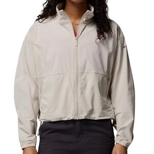 Columbia Amazestretch Omni-Shield Windbreaker Women Large Dark Stone Jacket NWT